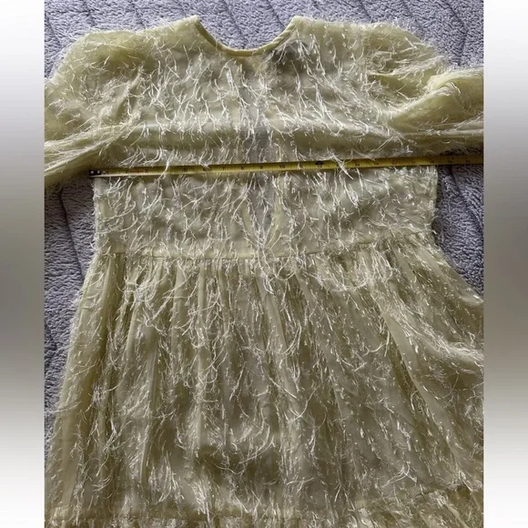 Asos Design Women’s Tiered Midi Dress Fluffy Texture Pale Yellow Size 6 Lined - Picture 8 of 15